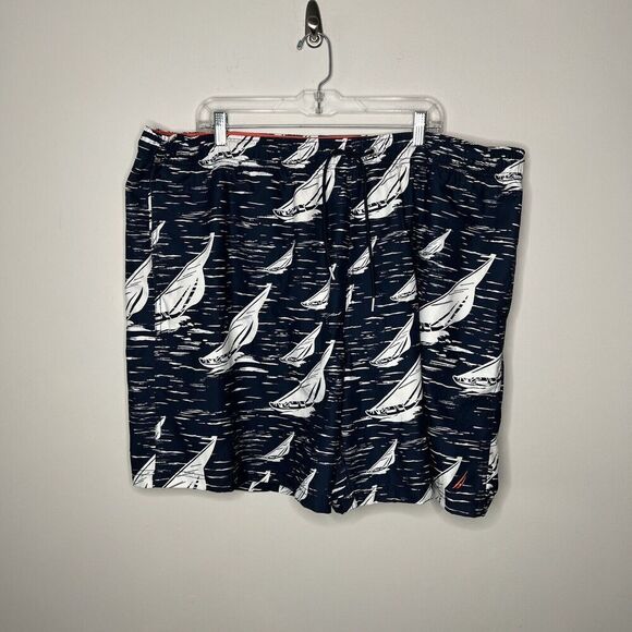Nautica‎ Mens Swim Trunks 2TGL Sailboats Drawstring Pull On Mesh Liner Beach - Picture 9 of 12